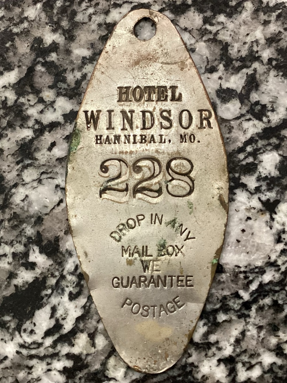 ⚫️ Vintage - Hotel Windsor - Hannibal, MO. - Room 228 - Brass / Metal Crafted